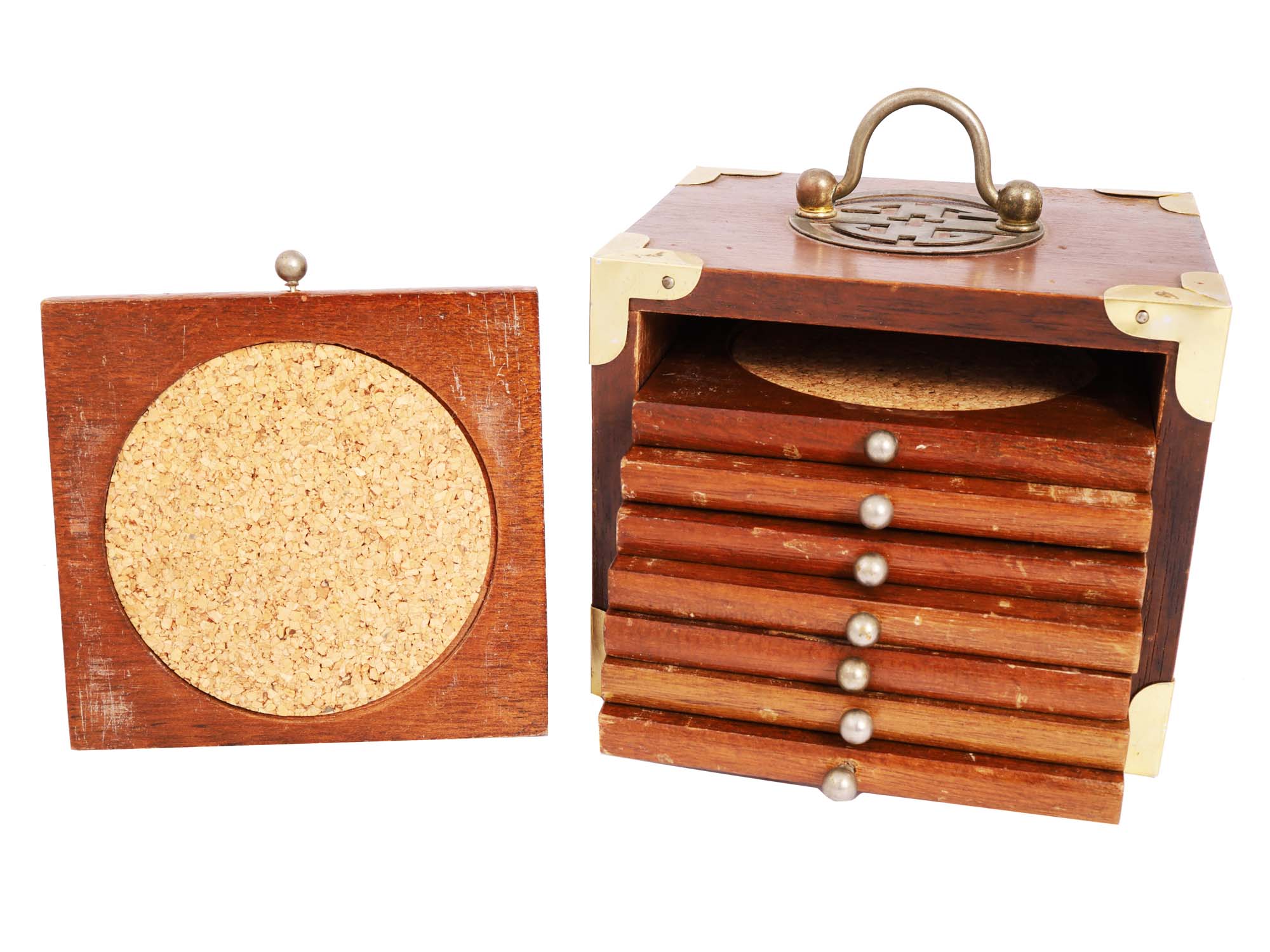 TABLE BROOM AND SHOVEL, CHINESE CORK COASTERS IOB PIC-3